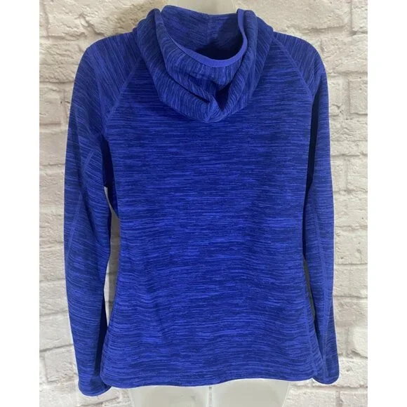 The North Face Fleece Jacket Womens Large Cobalt Zipper Hood Pockets - Picture 4 of 15